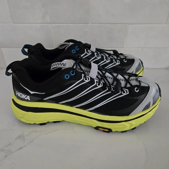 NEW Hoka Mafate Three2 Athletic Hiking Running Sneakers Shoes Black Yellow 8.5 - Picture 2 of 10